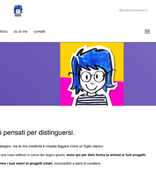 immagine ritaglio home page del sito Nadia Neri realizzato con un cms