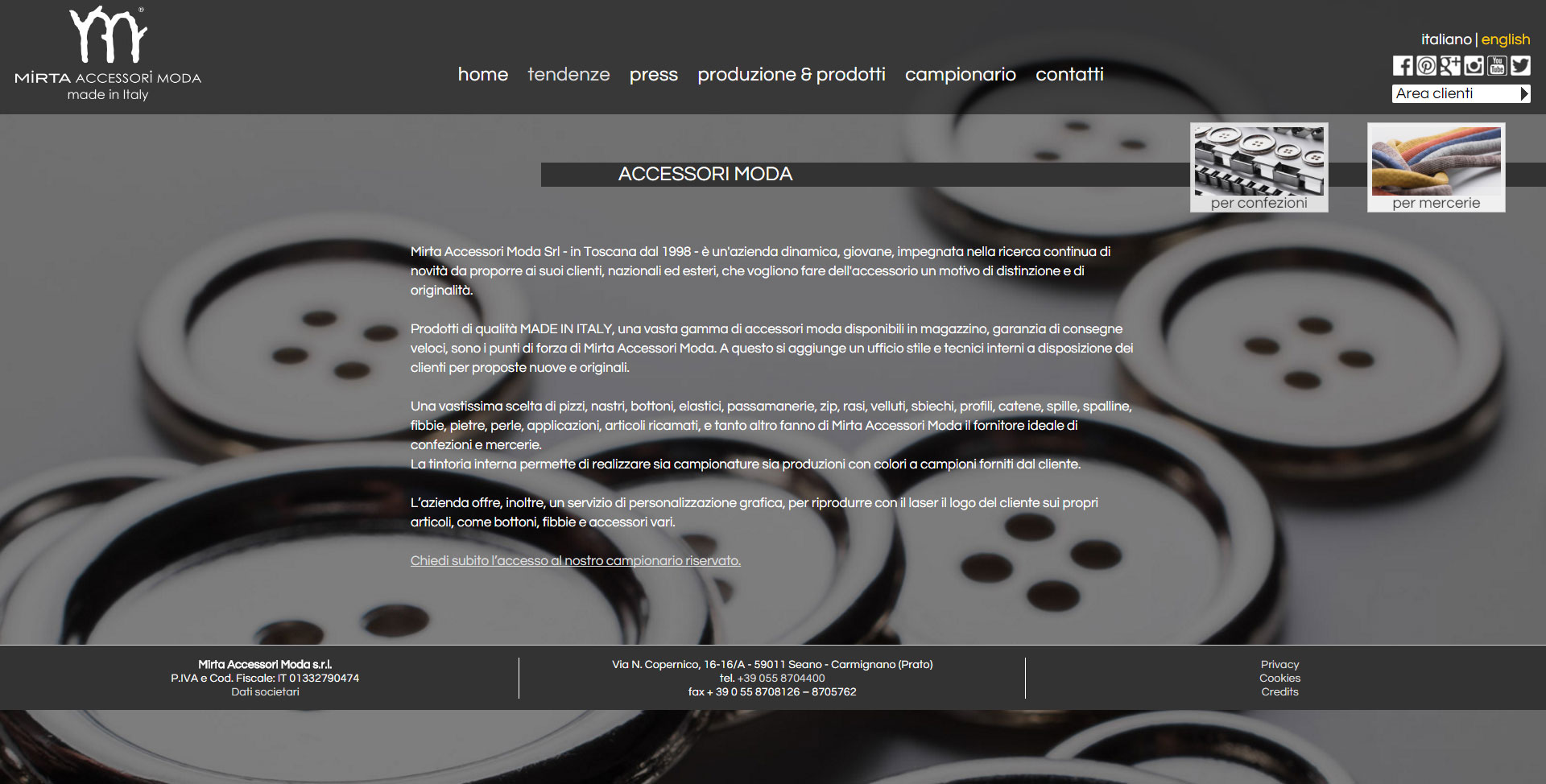 immagine home page del sito mirta accessori