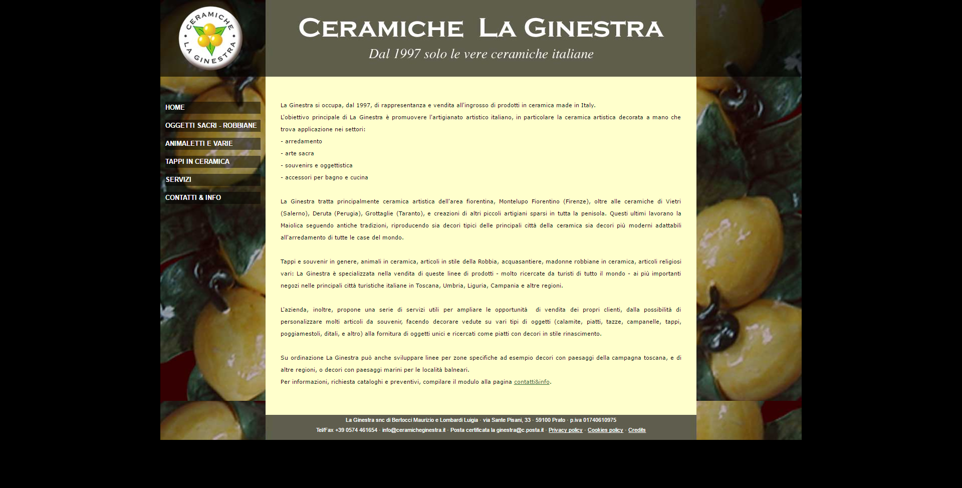 immagine home page del sito ceramiche la ginestra