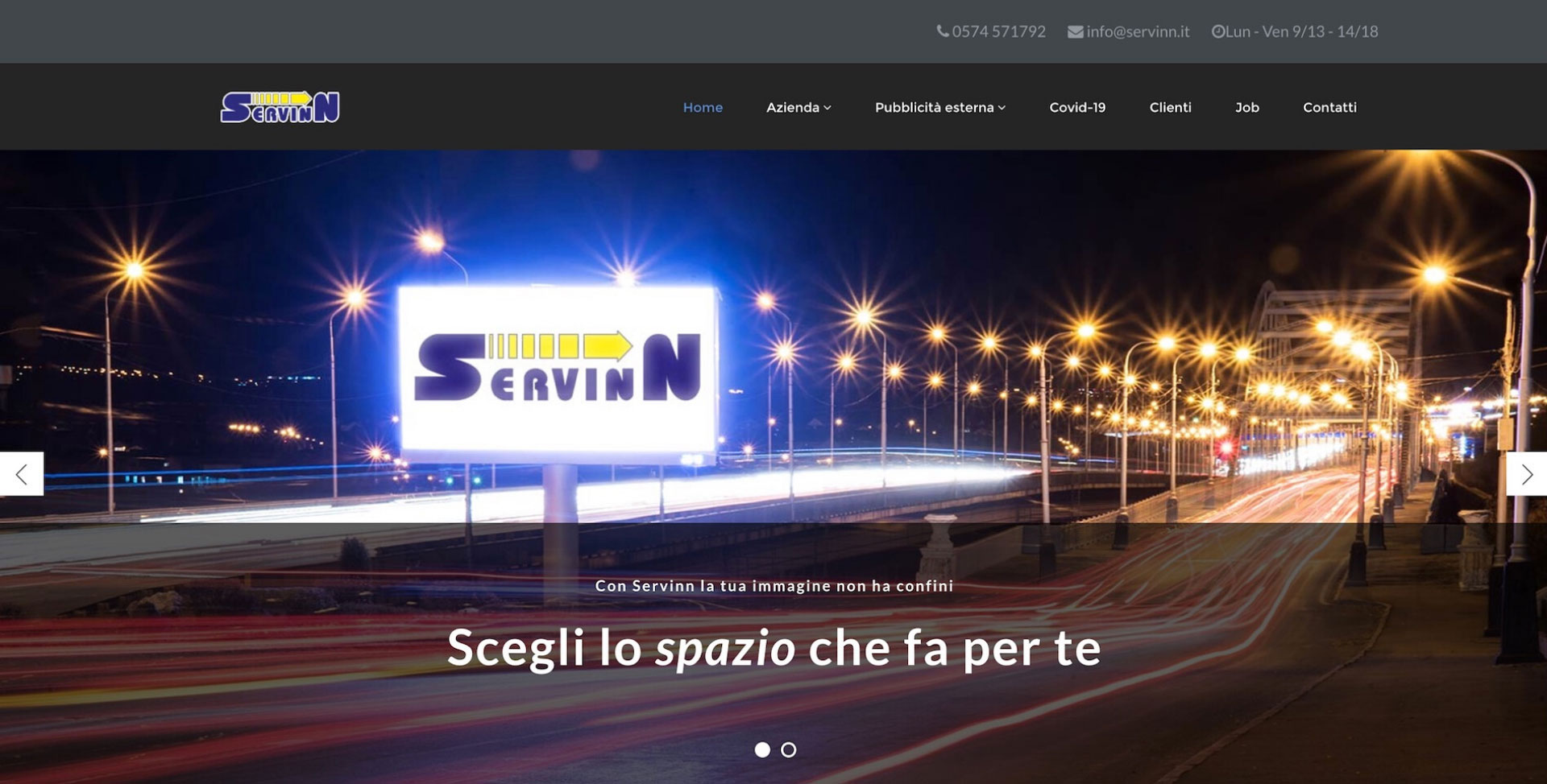 immagine home page del sito Servinn